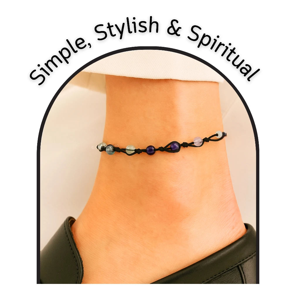 Multi Fluorite  Anklet (Hand Knotted)