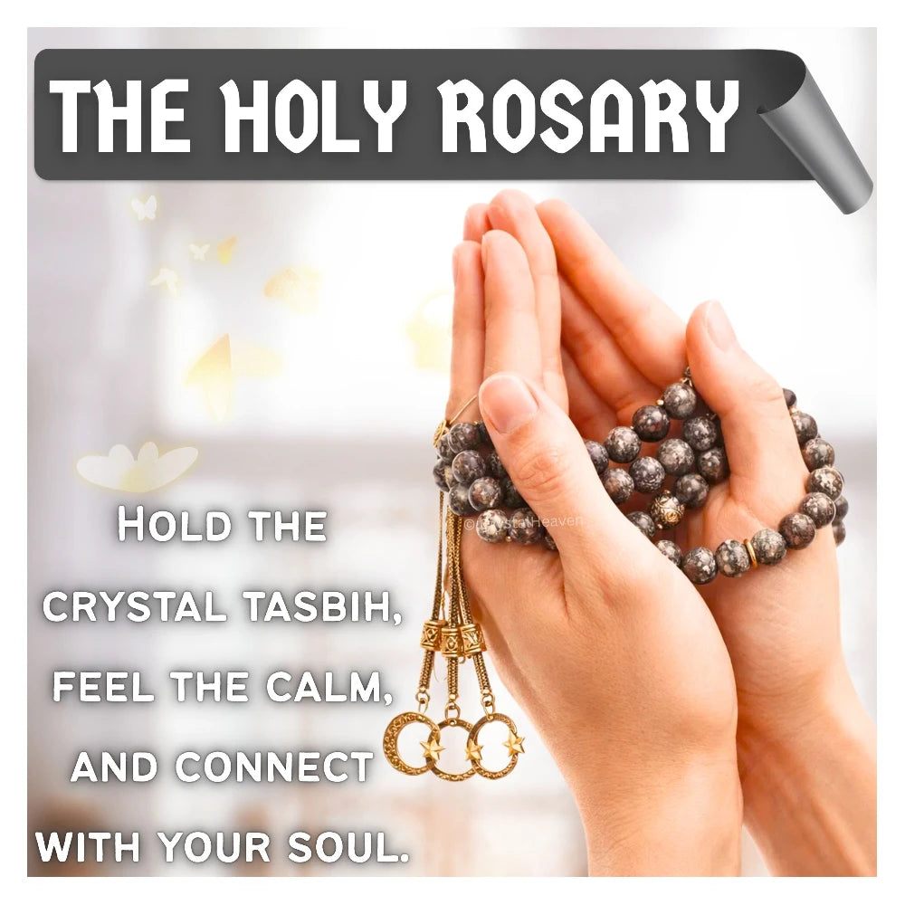 Brown Snowflake Obsidian Crystal Tasbih (Gold)