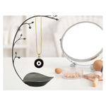 Black Evil Eye Pendant Necklace - Round (Gold)
