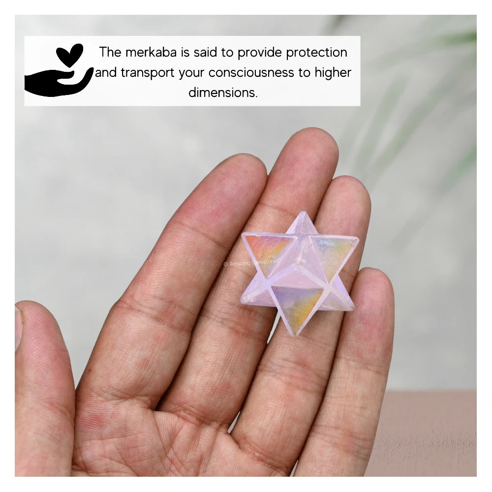 Angel Aura Rose Quartz Crystal Merkaba (15-20 mm)