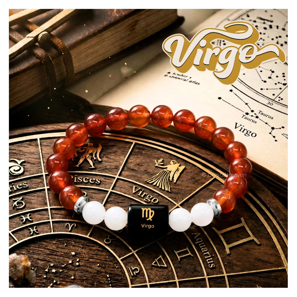 Virgo Bracelet (कन्या राशि) - Carnelian & Milky Quartz