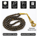 Smoky Quartz Crystal Tasbih (Gold)