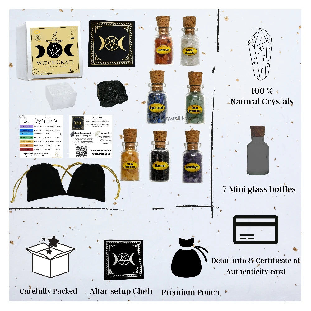 Spell Jars Kit for Witchcraft Supplies - Premium Set of 11