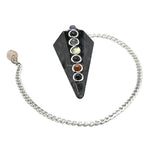 Indigo Gabbro Pendulum with Chakra Beads