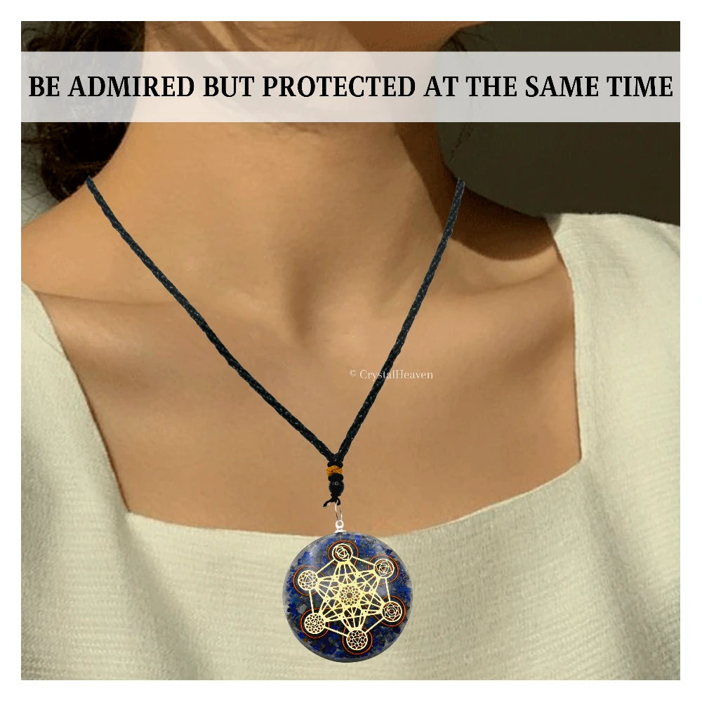 Lapis Lazuli Crystal Orgone Pendant - Chakra Metatron Cube