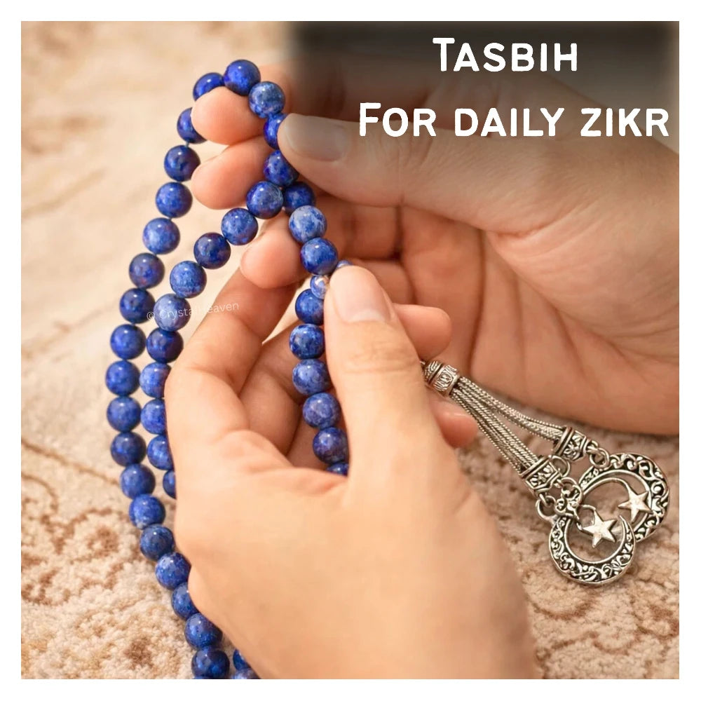 Sodalite Crystal Tasbih (Silver)