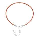 Hessonite Garnet Anklet - 2mm Faceted Beads (Silver)