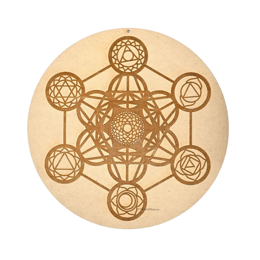 Chakra Metatron Cube Sacred Geometry Wall Art Cum Crystal Grid (12 inch)