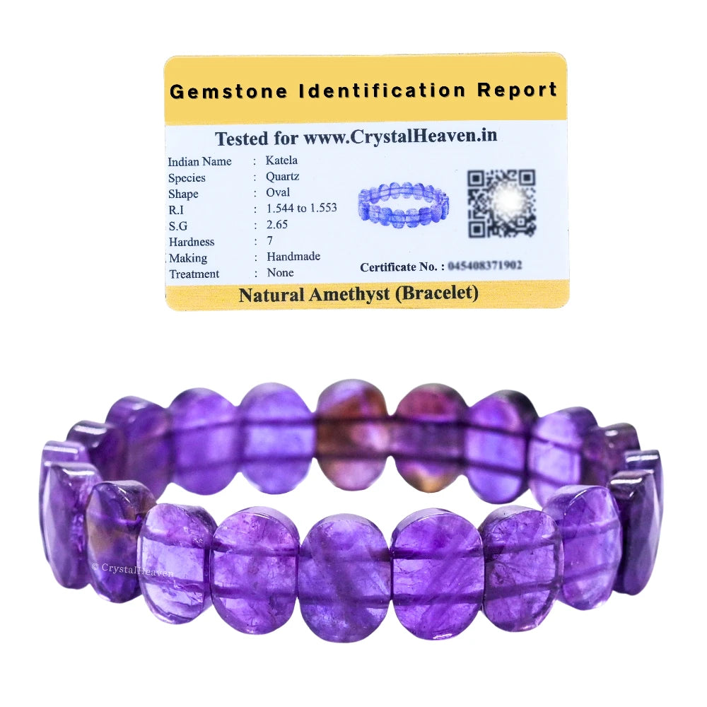 Amethyst Faceted Beads Bracelet - Oval Stone