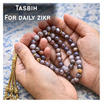 Botswana Agate Crystal Tasbih (Gold)