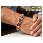 Amethyst Bracelet - Round Gold Chain