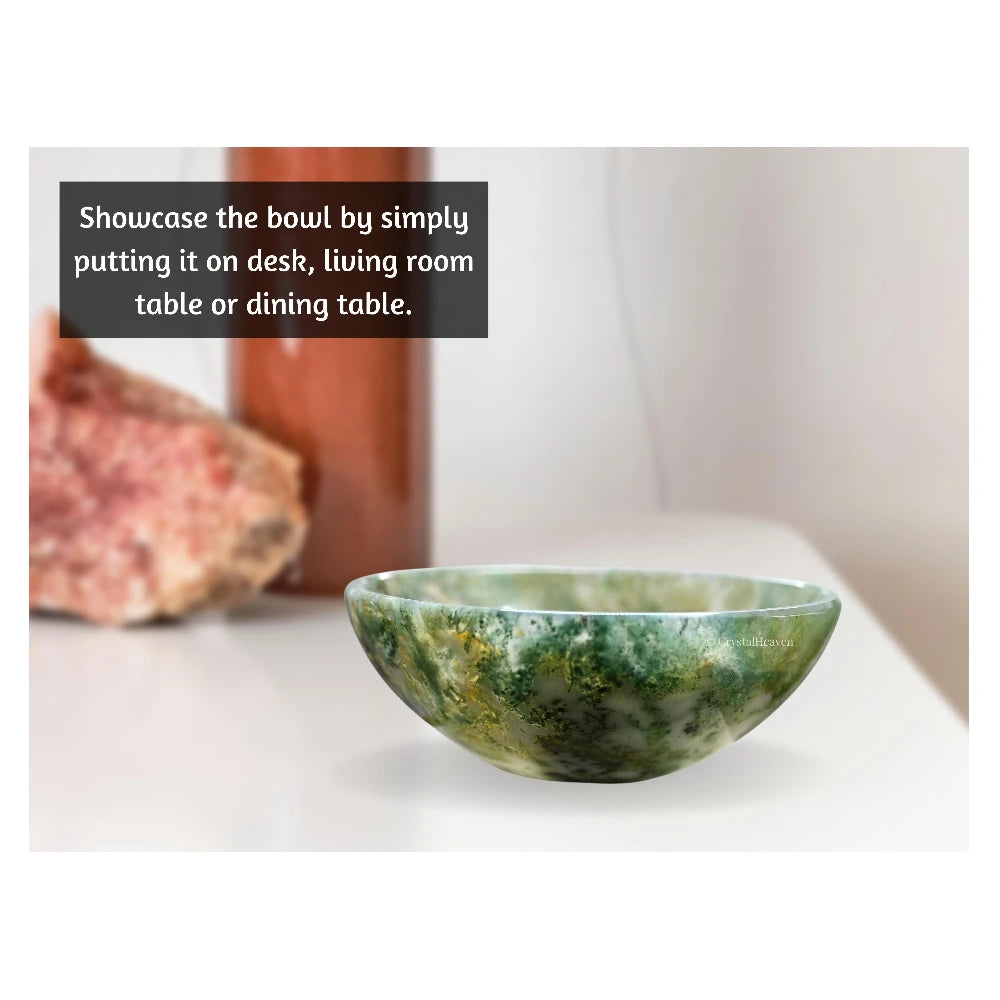 Moss Agate Crystal Bowl - 2 Inch