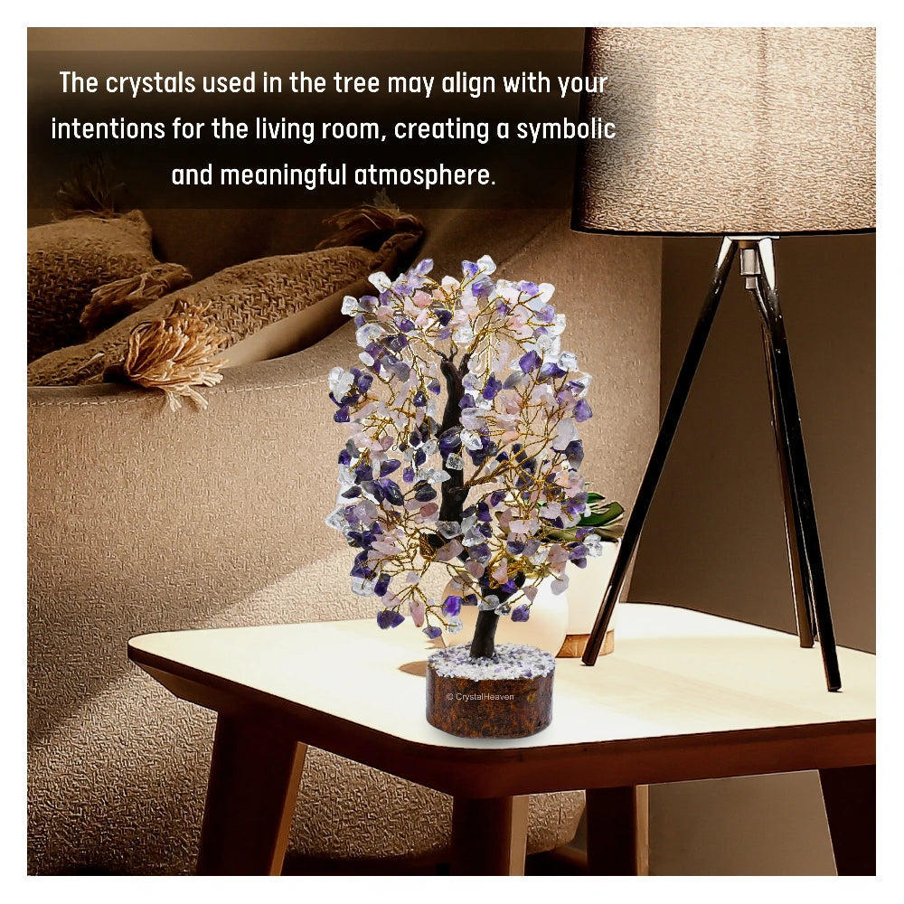 Rose Quartz, Amethyst & Clear Quartz Tree (200 Chips)