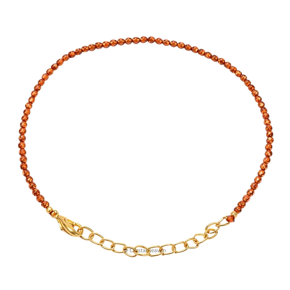 Hessonite Garnet Bracelets - 2mm Faceted Beads (Gold)