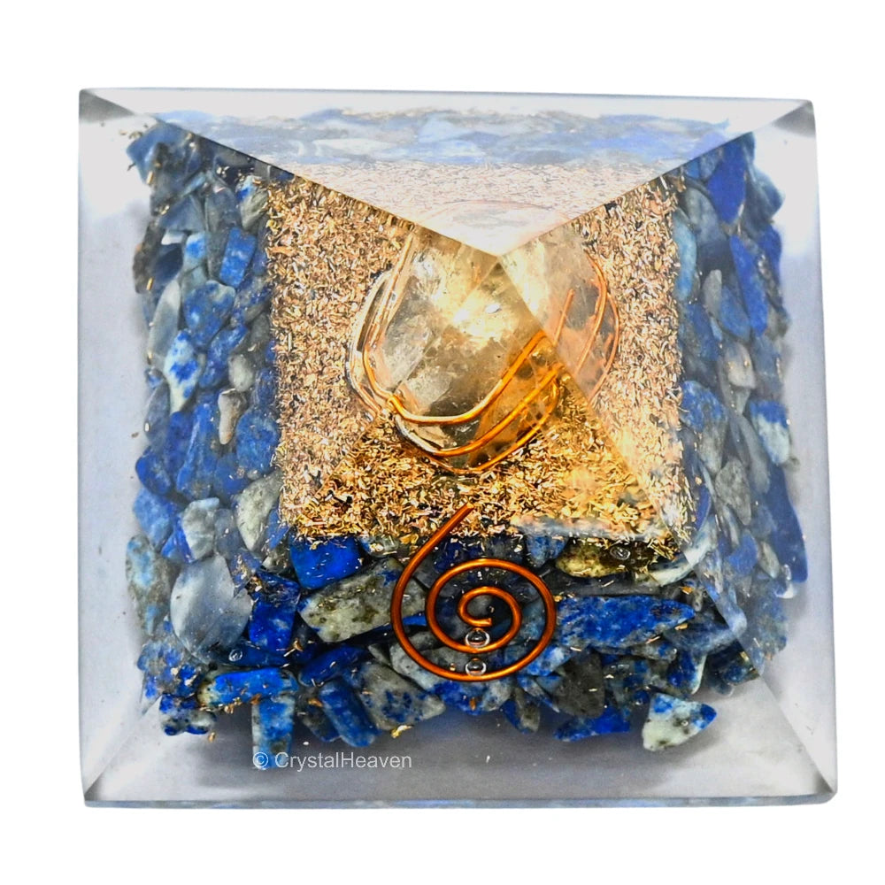 Lapis Lazuli Crystal Orgone Pyramid - Coil