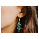 Malachite Crystal Earrings (Silver)