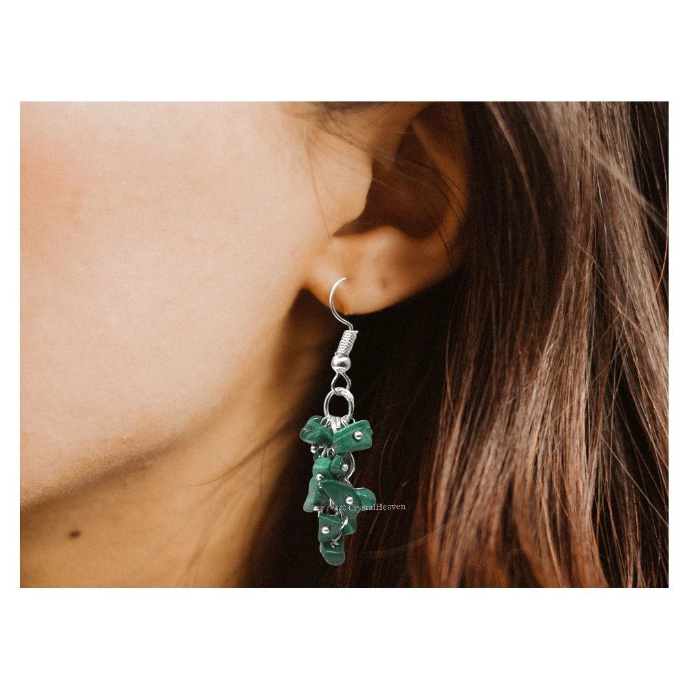 Malachite Crystal Earrings (Silver)