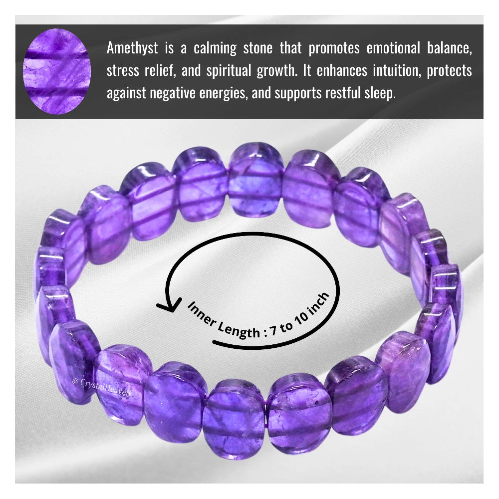 Amethyst Faceted Beads Bracelet - Oval Stone