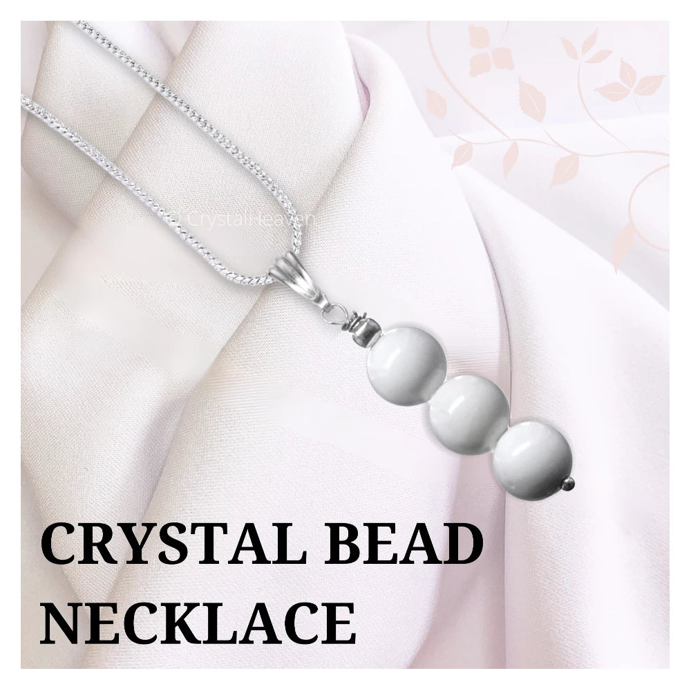 Mother of Pearl Crystal Bead Necklace (Silver)