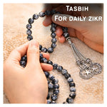Snowflake Obsidian Crystal Tasbih (Silver)