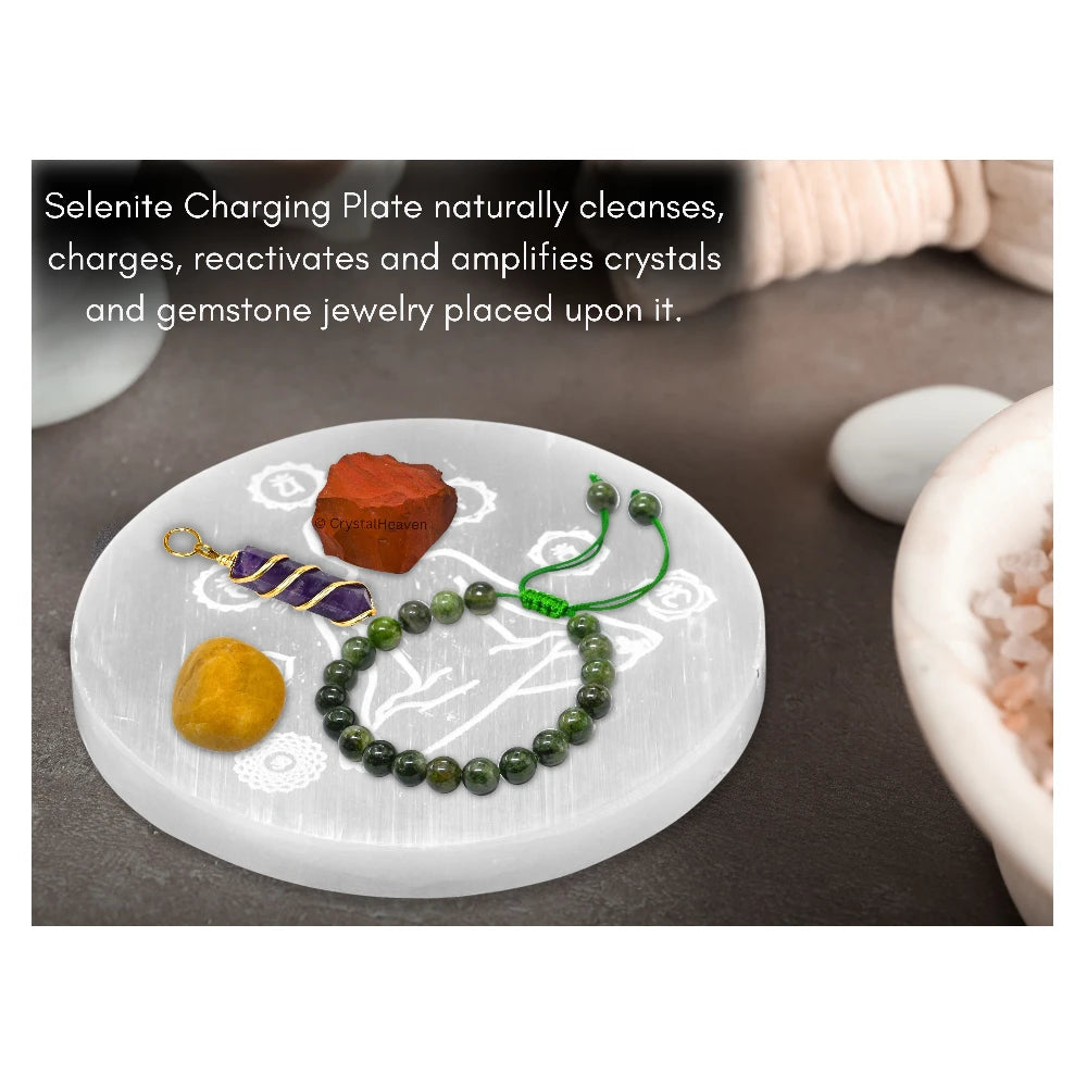 Selenite Charging Plate with Buddha (4 Inch)