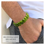 Green Jade Faceted Beads Bracelet - Oval Stone