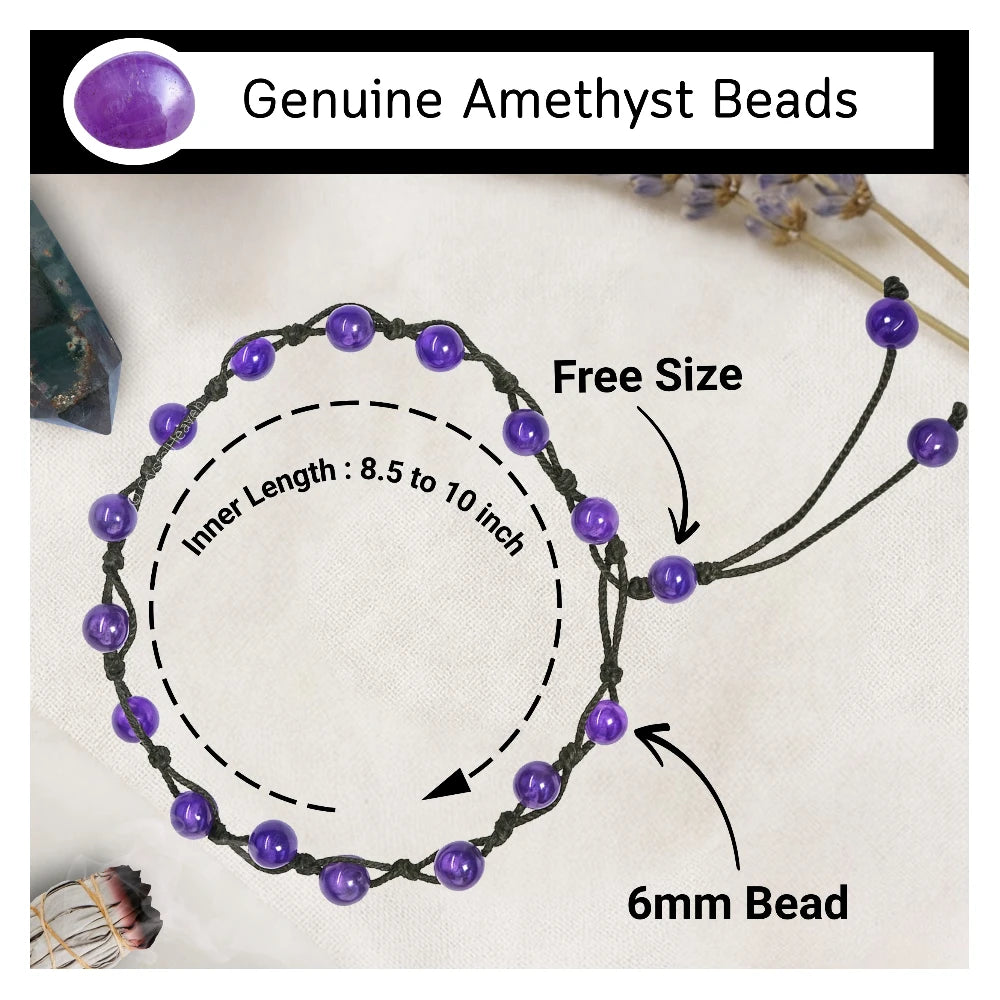 Amethyst Anklet (Hand Knotted)