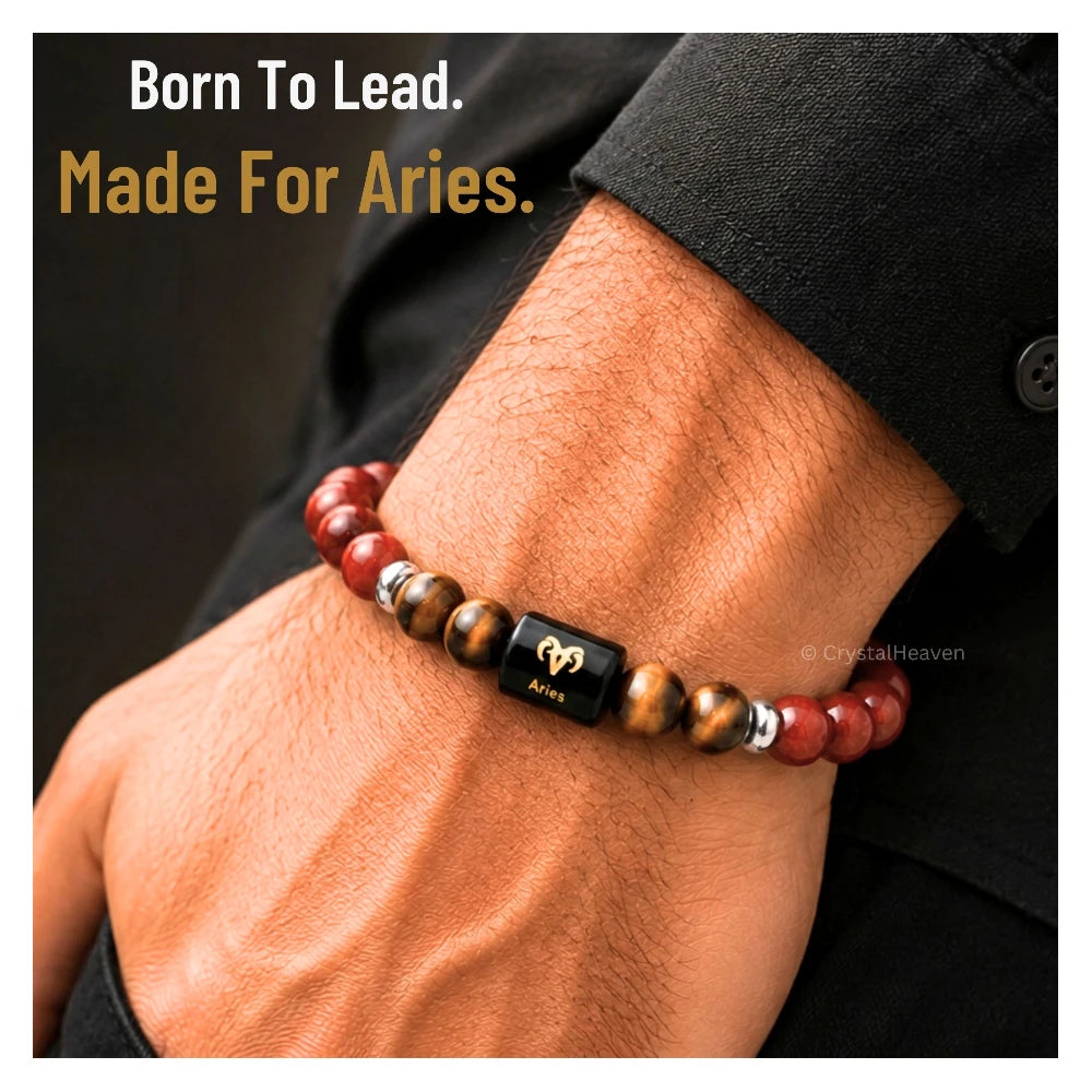 Aries Bracelet (मेष राशि) - Red Jasper & Tiger Eye