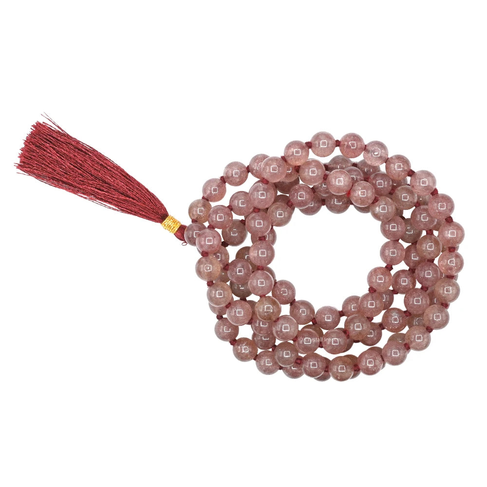 Strawberry Quartz Japa Mala (Hand Knotted)