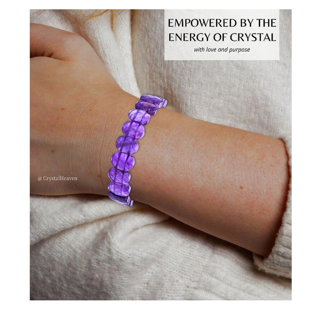 Amethyst Faceted Beads Bracelet - Oval Stone