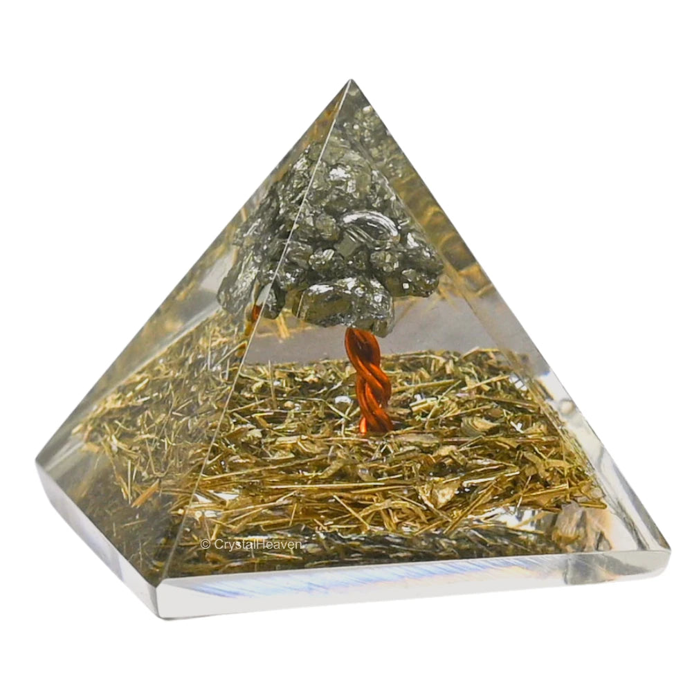 Copper Flakes with Pyrite Tree Orgone Pyramid - 30mm