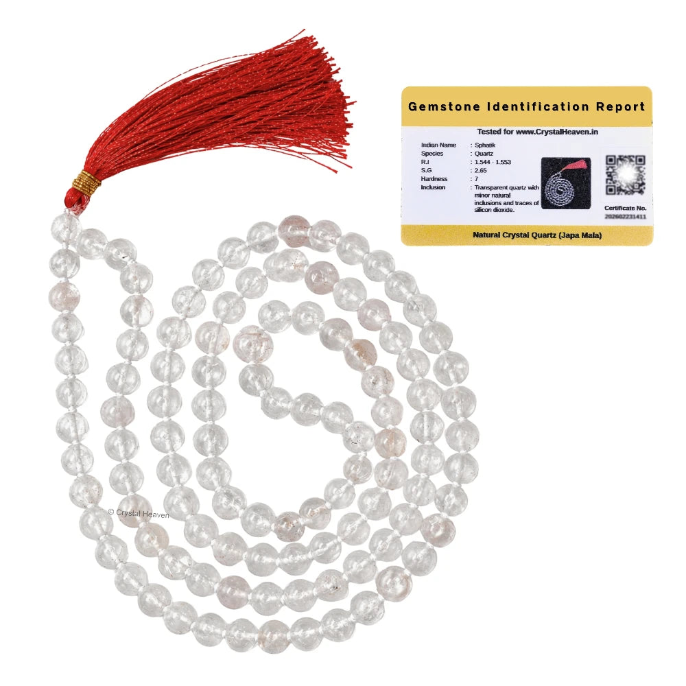 Sphatik Mala - B Grade 108 Beads (7mm) (Hand Knotted)