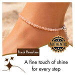 Peach Moonstone Anklet - 2mm Faceted Beads (Silver)