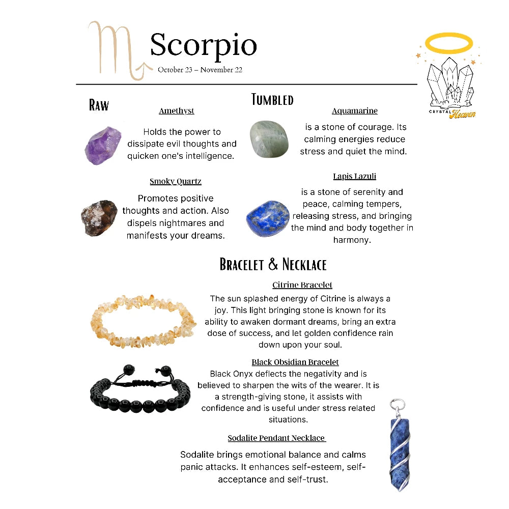 Scorpio Healing Crystals and Stones Premium Set