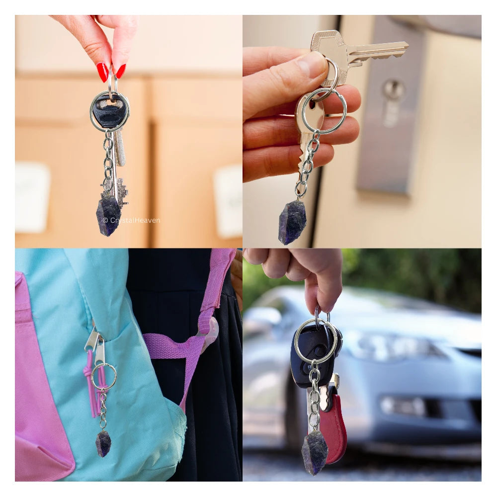 Amethyst Crystal Keychain (Raw)