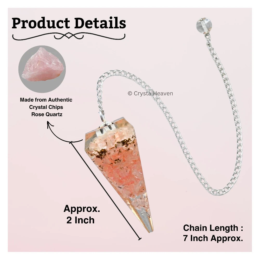 Rose Quartz Crystal Orgone Pendulum