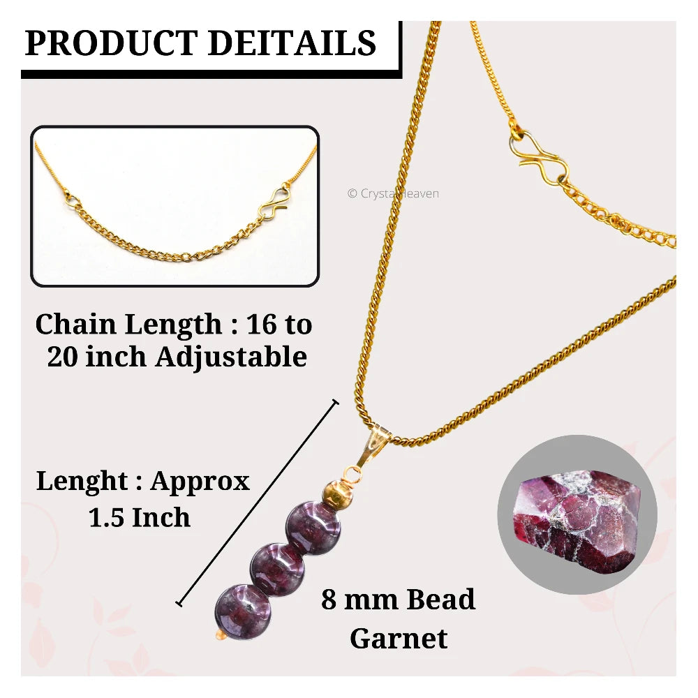 Garnet Crystal Bead Necklace (Gold)