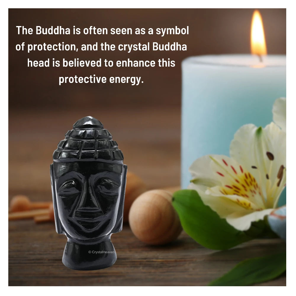 Black Obsidian Buddha Head