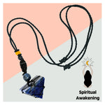 Sodalite Pyramid Macrame Pendant Necklace