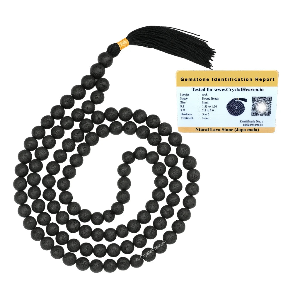 Lava Stone Japa Mala (Without Knot)