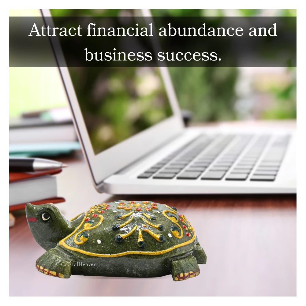 Vesuvianite Crystal Gemstone Hand Painted Tortoise (3-4 Inch)