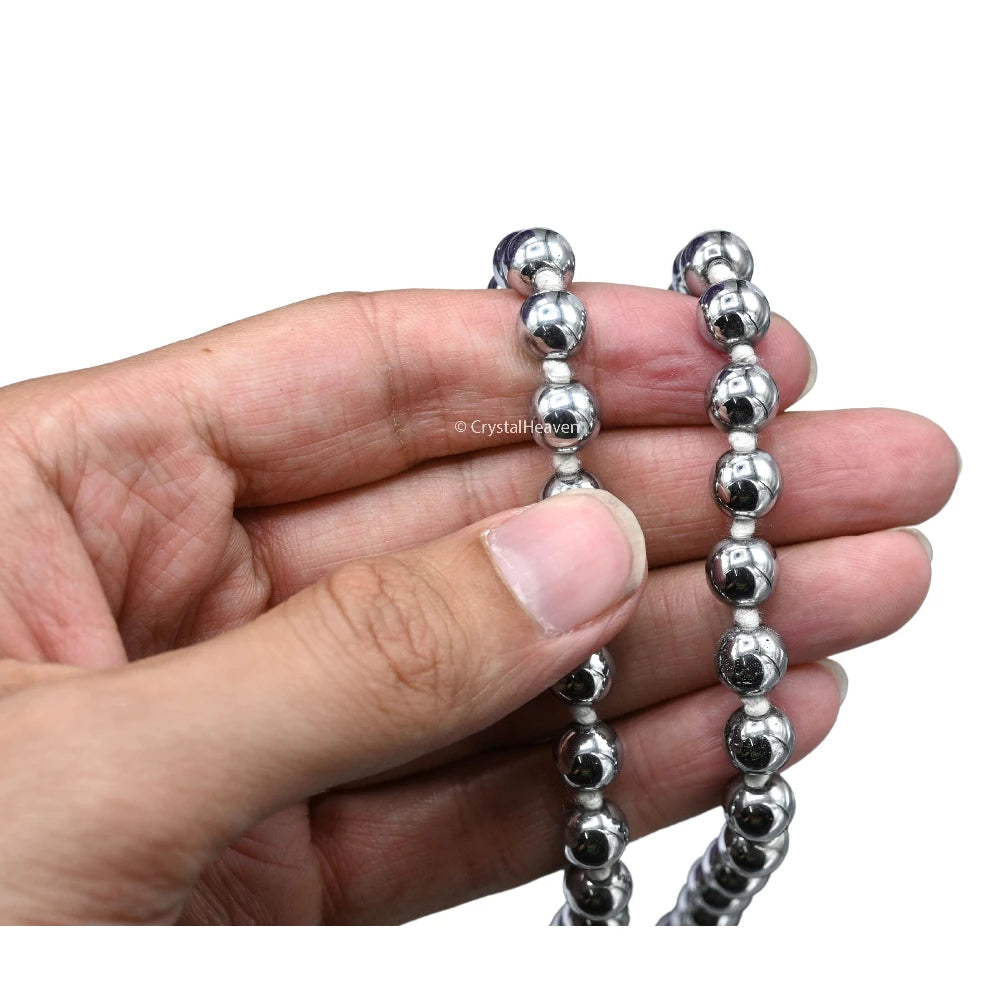 Silver Hematite Japa Mala (Hand Knotted)