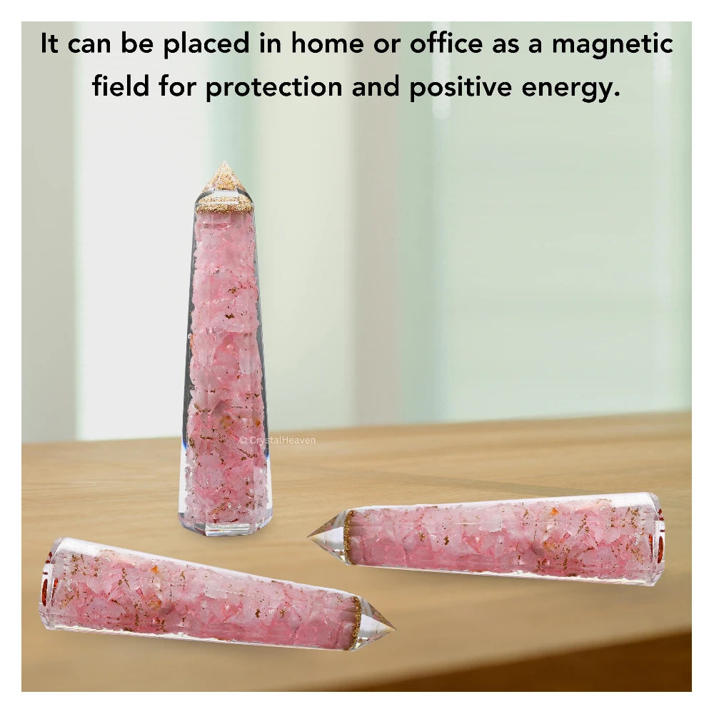 Rose Quartz Crystal Orgone Tower (4.5 Inch)