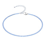 Blue Chalcedony Anklet - 2mm Faceted Beads (Silver)