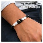 Scorpio Bracelet (वृश्चिक राशि) - Black Obsidian & Milky Quartz