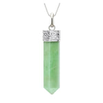 Light Green Aventurine Necklace - Pencil Point (Silver)
