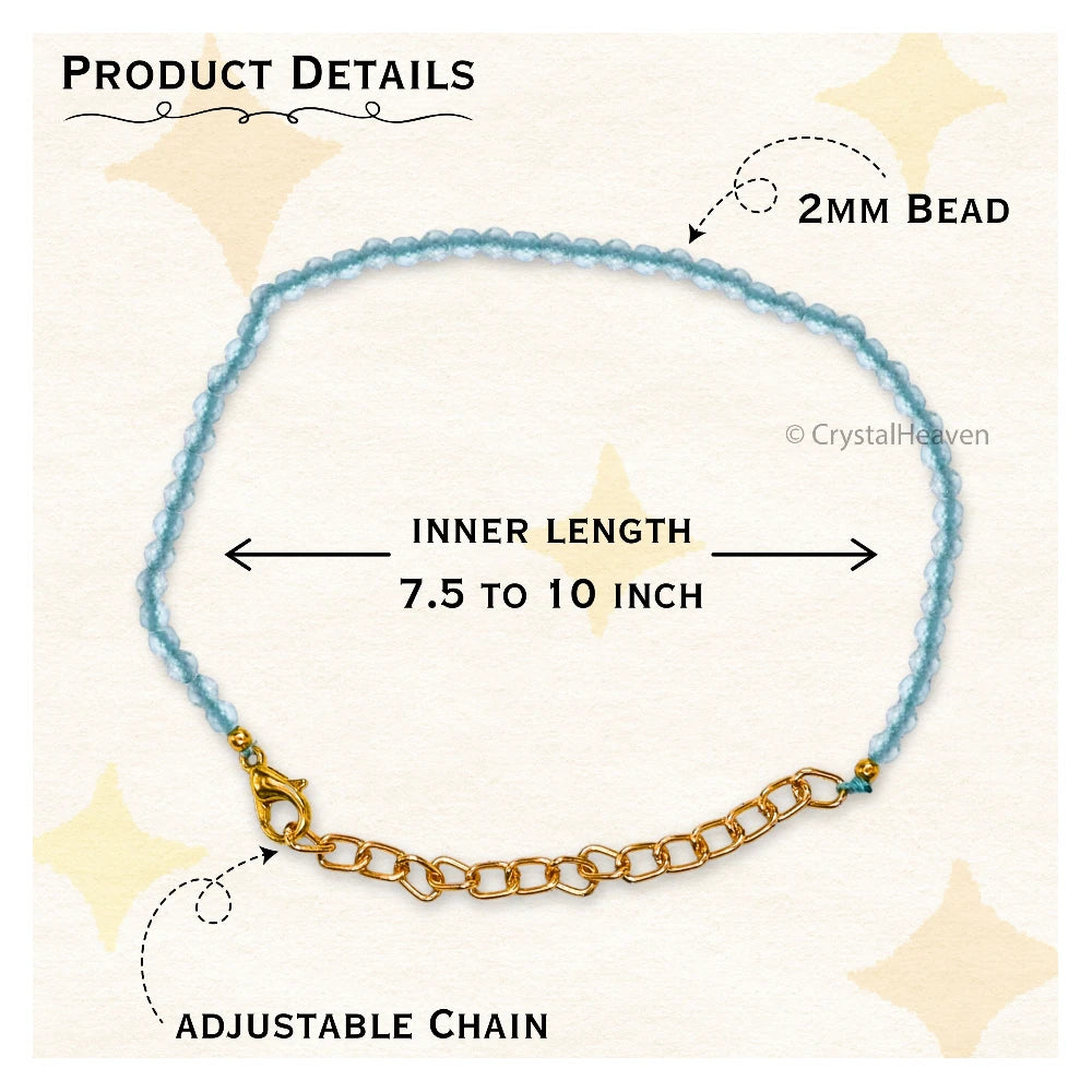 Green Chalcedony Bracelets - 2mm Faceted Beads (Gold)