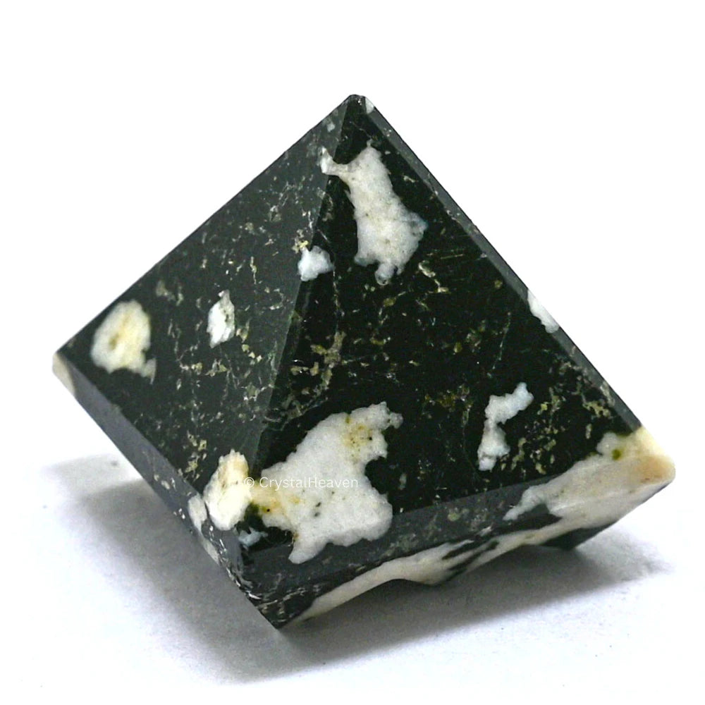 Black and White Tourmaline Lemurian Pyramid - Under 9 Pyramid Plate