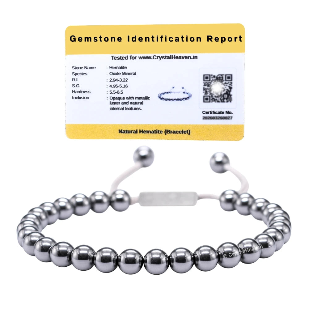 Silver Hematite Healing Crystal Bracelets - 6mm Beads (Adjustable)