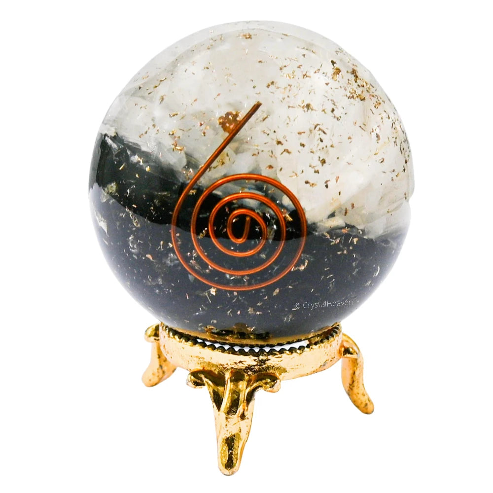 Black Tourmaline Selenite Crystal Orgonite Ball (Layer)(2 Inch)